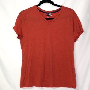 Ibex Orange Merino Wool Short Sleeve Tee L